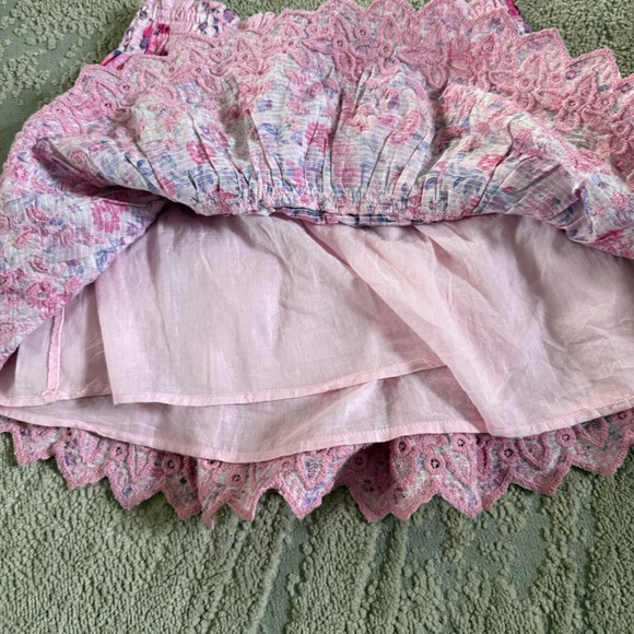 LoveShackFancy Cairo mini skirt pink purple floral tiered ruffled embroidered XS - Picture 8 of 12